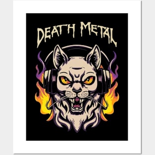 Death Metal Satanic Baphomet Cat Posters and Art